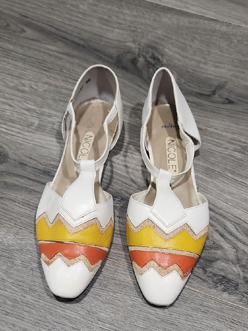 Vintage 70's Nicole Tri Color Tiffany Flats